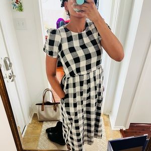 Cotton and Linen Checkerboard Print Dress!